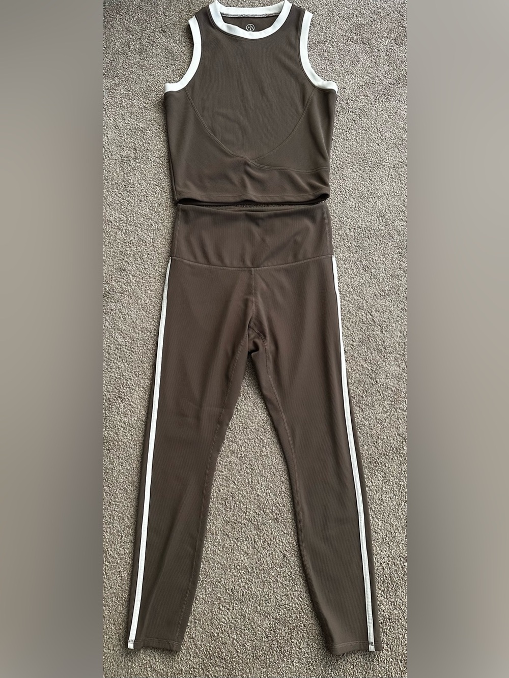 Move Theology Brown Active Outfit with White Side Stripes